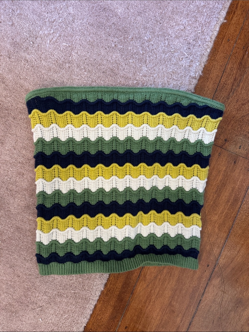 Heartloom Striped Knit Crop Top in Green, Yellow, Navy, Cream